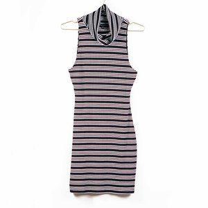 Kendall & Kylie Striped Turtleneck Bodycon Dress M